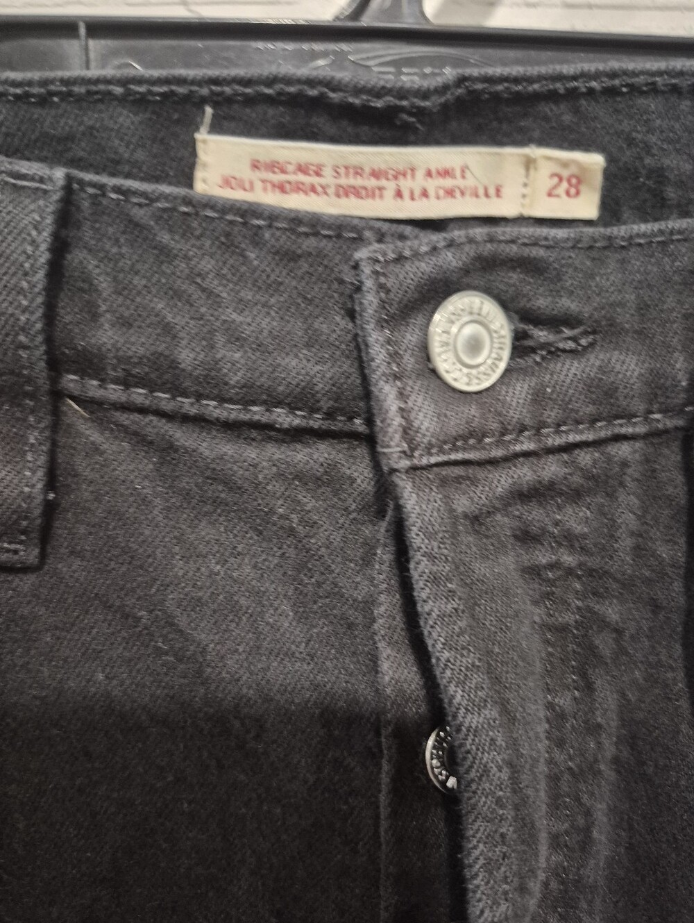 Levi's Ribcage Straight Ankle Jeans W28 Black High Rise Button Fly - Picture 5 of 9